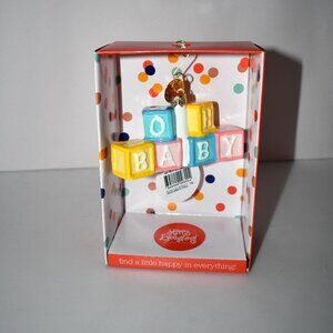 Happy Everything Oh Baby Blocks Shaped Ornament #BBYBLK-SORN NIB Details: Glass